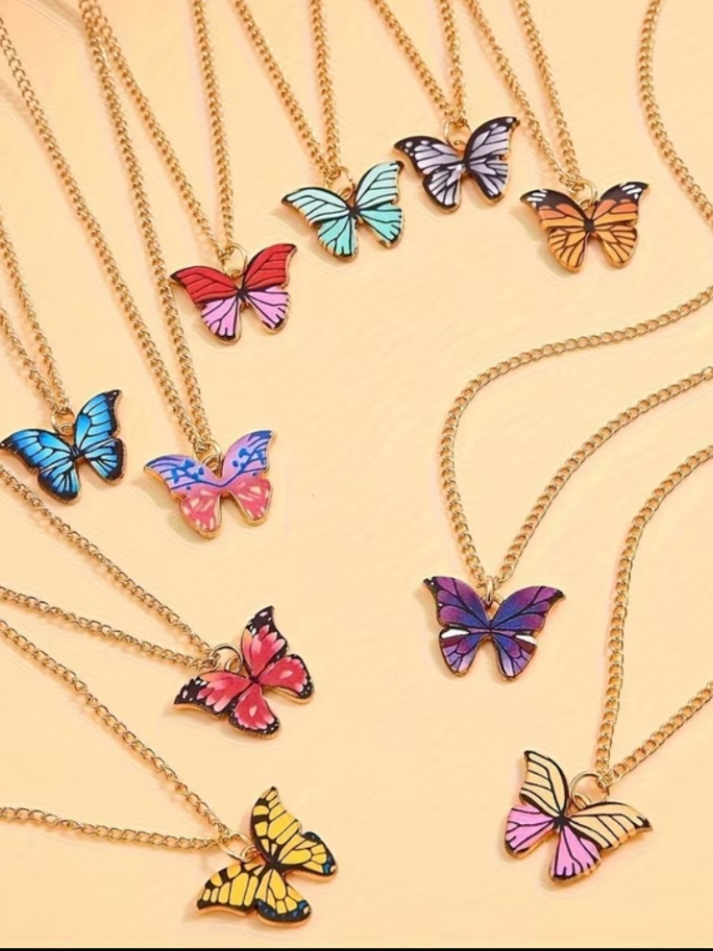 One Random Gold Chain Butterfly Pendant Necklace - Multicolor - Picture 2 of 3